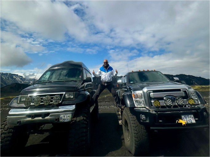 Subhash on super jeeps in Iceland