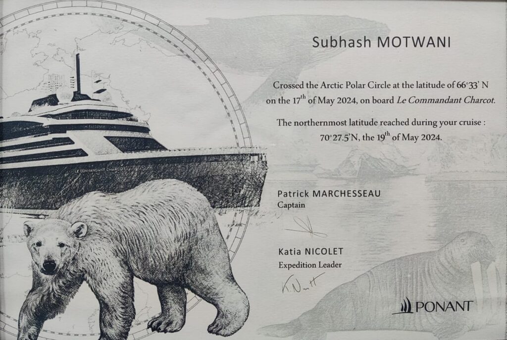 Ponant Cruise Certificate